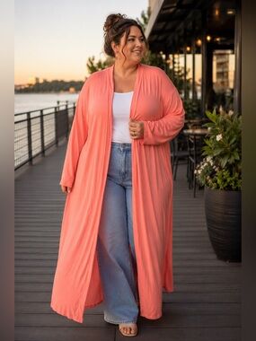 Orange Long Cardigan
